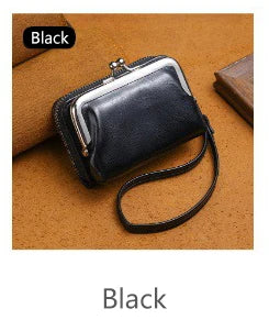 Women’s Fashion Minimalist Wrist Strap Wallet – Retro Short Zero Wallet with Large Capacity, Multi-Card Pockets & Money Clip