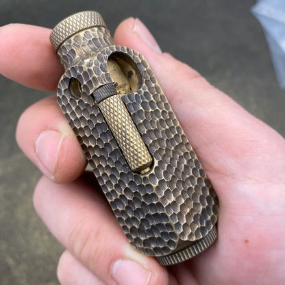 Handmade Brass Carved Trench Kerosene Lighter – Vintage Flamidor Gasoline Lighter, Heavy Men's Smoking Gift Collection