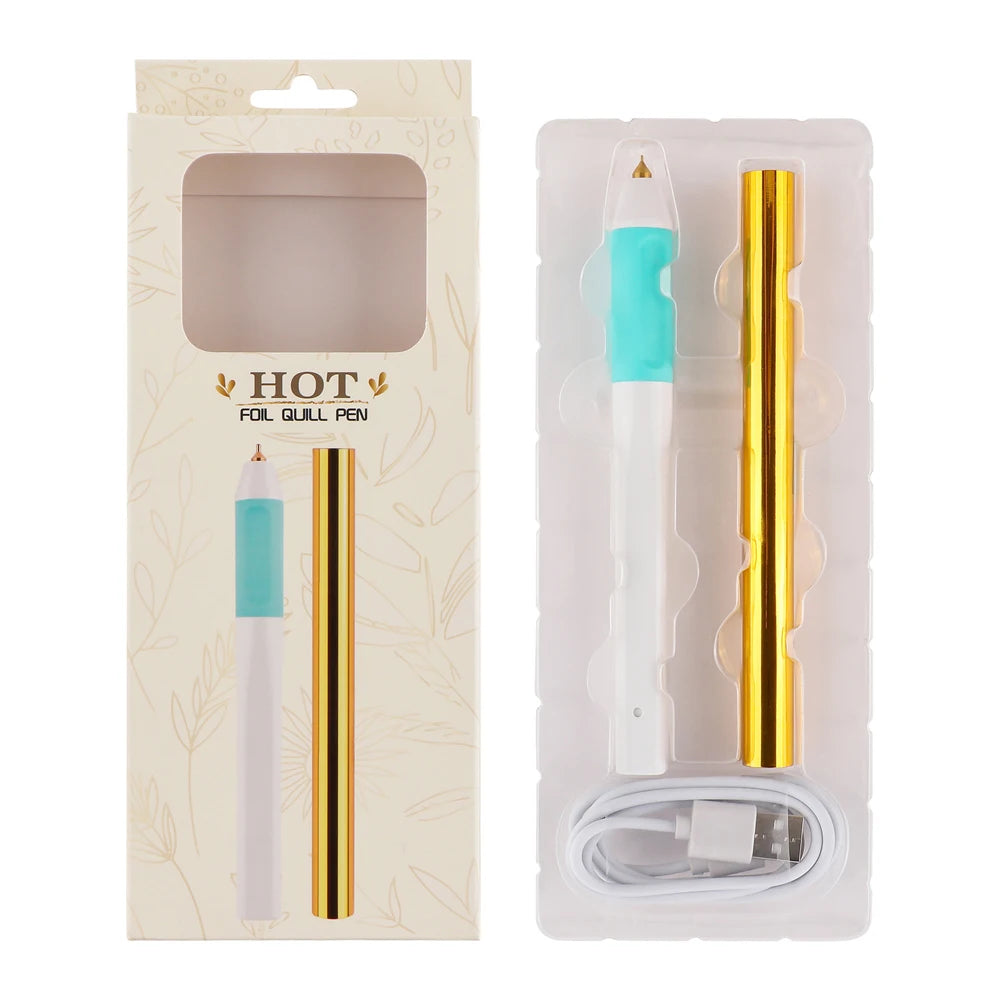 USB Hot Foil Pen Set – 0.8mm Heat-Active Gold Foil Pen for Paper, Leather, DIY Scrapbooking & Cards
