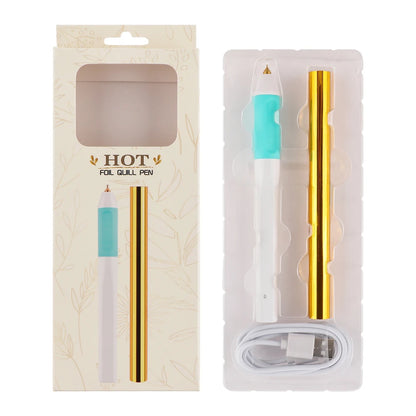 USB Hot Foil Pen Set – 0.8mm Heat-Active Gold Foil Pen for Paper, Leather, DIY Scrapbooking & Cards