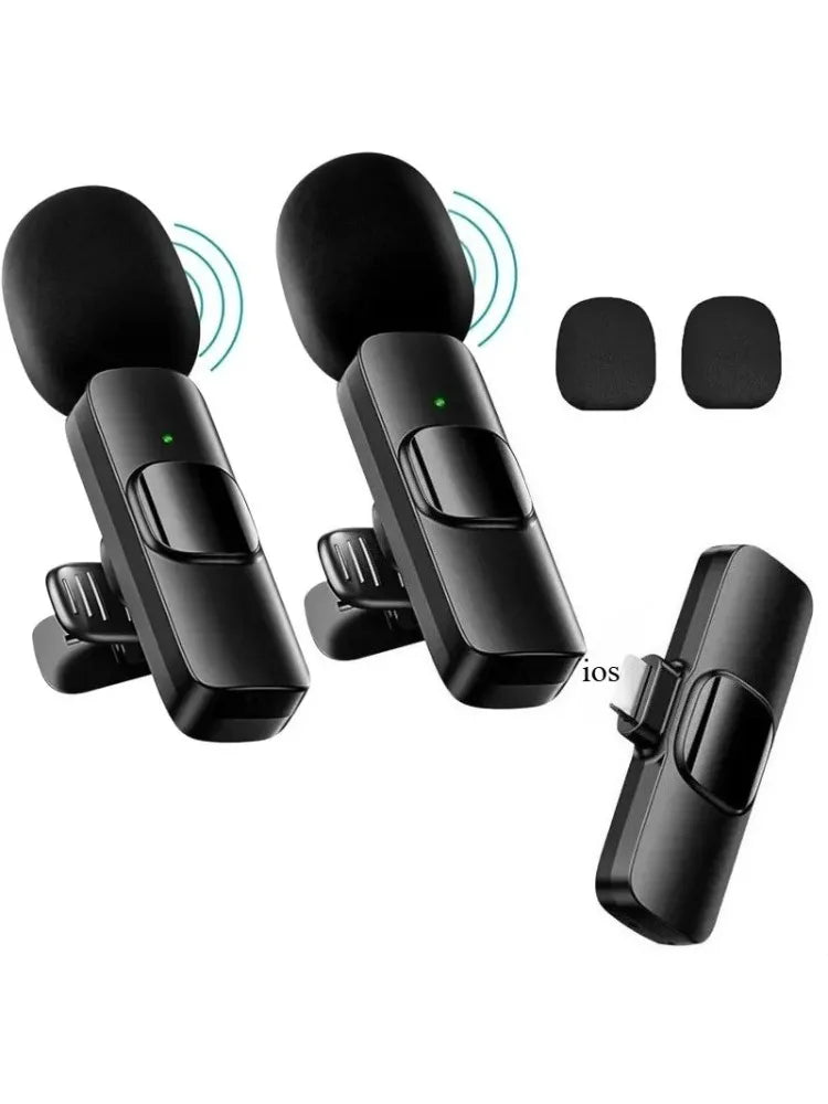 Basix Mini Wireless Lavalier Microphone - Noise Cancelling Portable Mic for iPhone Android Camera Live Interviews