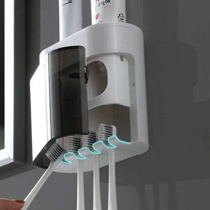Effortless Toothpaste Dispenser with Magnetic Toothbrush Holder - Wall Mounted Bathroom Accessories