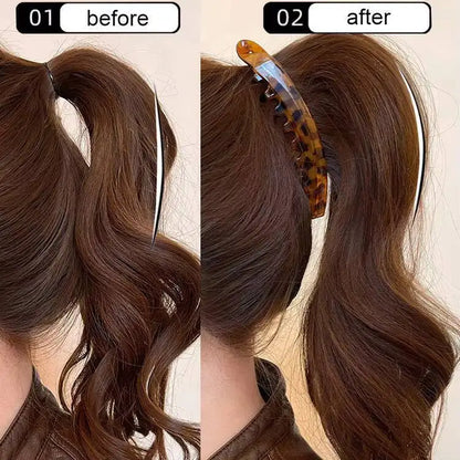 Tortoiseshell Banana Hair Clip - Fish Shape Twist Clamp Barrettes for Women Hair Styling Accessories