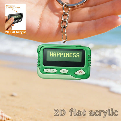 2D Retro Pager Keychain - Flat Acrylic Pendant Charm for Backpacks, Keys & 90s Nostalgia Gifts
