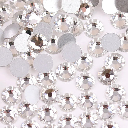Glass Crystal Flatback Rhinestones SS6–SS30 Set – 7 Sizes Non-Hotfix Round Nail Art Beads for DIY Crafts & Decoration