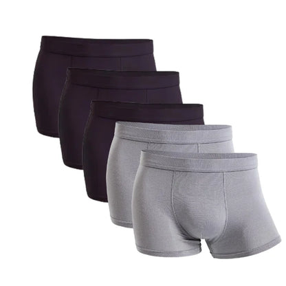 5-Pack Bamboo Men’s Boxers Underwear Plus Size XL–6XL, Breathable Gym Shorts Style Soft Black Underpants Gift Set