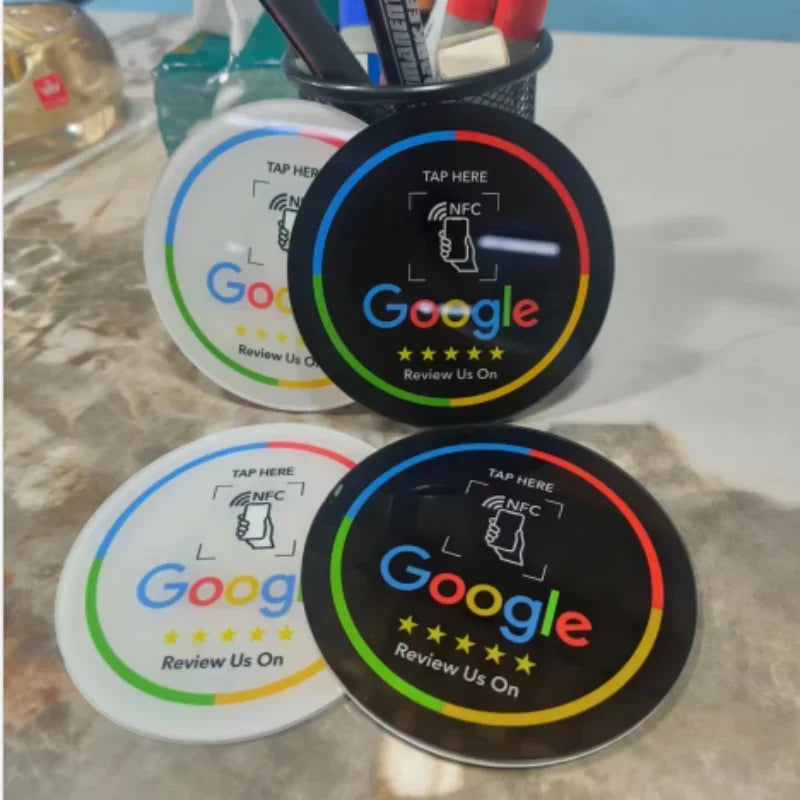 13.56MHz NFC Google Review Sticker - 10CM Programmable Acrylic NFC 215 Table Sticker