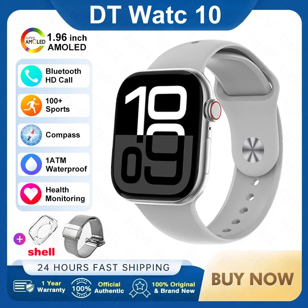 2025 DT 10 Smart Watch – 2.01" AMOLED, 16GB, Music, 3D Surround, BT Call, Waterproof Smartwatch for Men & Women