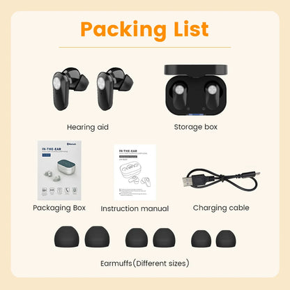 Rechargeable Invisible Hearing Aids for Elderly – Mini Wireless ITE Sound Amplifier Listening Device