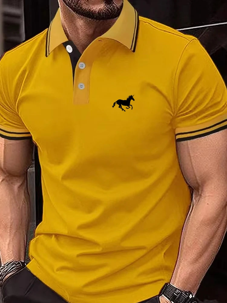 Casual Men’s Polo T-Shirt — Short Sleeve Button Lapel Summer Top, Super Large Sizes S-3XL