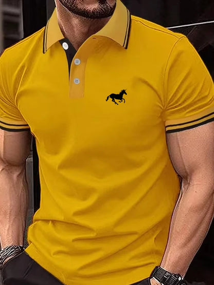 Casual Men’s Polo T-Shirt — Short Sleeve Button Lapel Summer Top, Super Large Sizes S-3XL