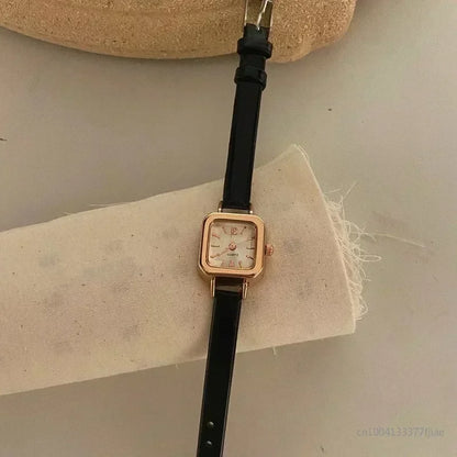 Hot Sale Women’s Watch – Small Square Dial with Thin Leather Strap, Elegant Quartz Wristwatch for Ladies, Casual Reloj Mujer