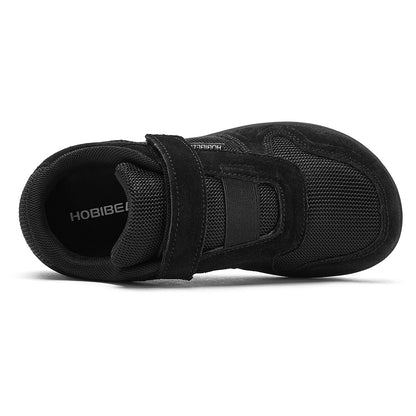 HOBIBEAR Kids Wide Toe Barefoot Shoes – Minimalist Hook & Loop Sneakers, Lightweight Artificial Leather Mesh for Little & Big Kids