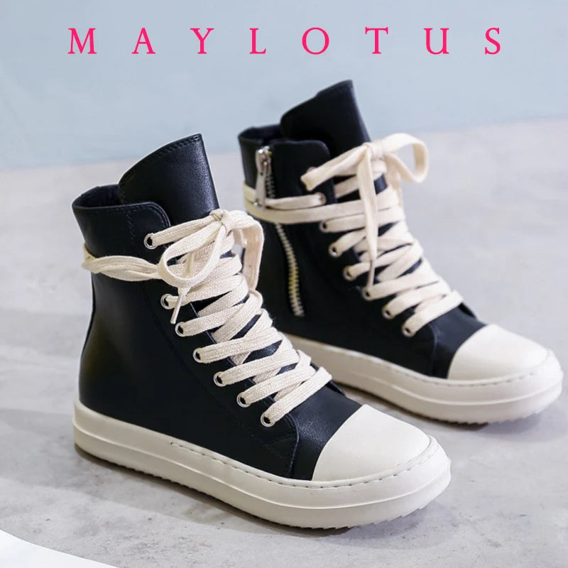 Platform Cross-Tied Sneakers - Unisex Casual Ankle Boots & Flat Shoes Sizes 35-46