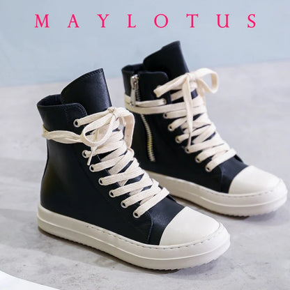 Platform Cross-Tied Sneakers - Unisex Casual Ankle Boots & Flat Shoes Sizes 35-46