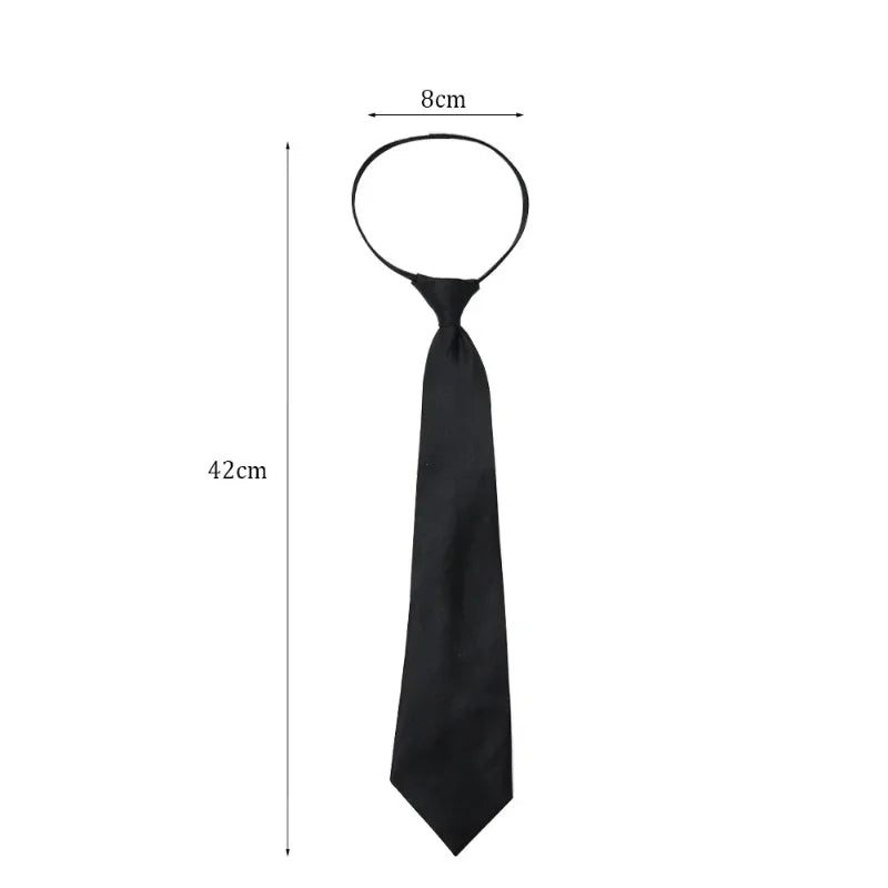 Unisex Black Clip-On Tie – Simple Security Necktie for Uniforms, Suits, Students & Funerals