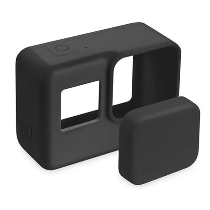 GoPro Hero 7/6/5 Silicone Case — Black with Tempered Glass Screen Protector, Lens Cap & Protective Film Accessories