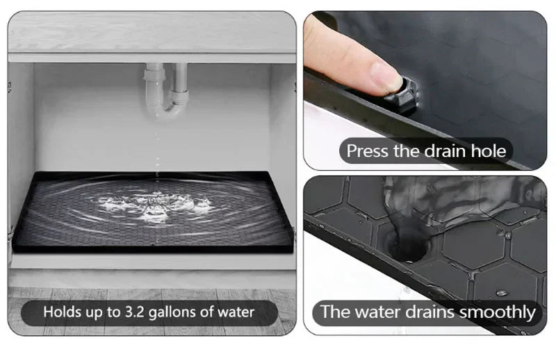 Waterproof Under Sink Mat | Flexible Silicone Cabinet Liner & Protector for Kitchen & Bathroom