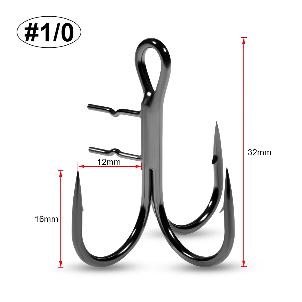 Rosewood Treble Fishing Hook with Holder - Extra Sharp Barbed Triple Hooks for Soft Swimbaits & Rubber Baits