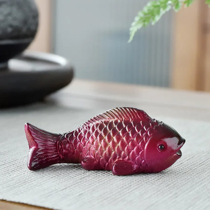 Colour-Changing Koi Carp Tea Table Ornaments – Creative Zen Desktop Decorations, Two Fish Report Happiness Teaware Accessories