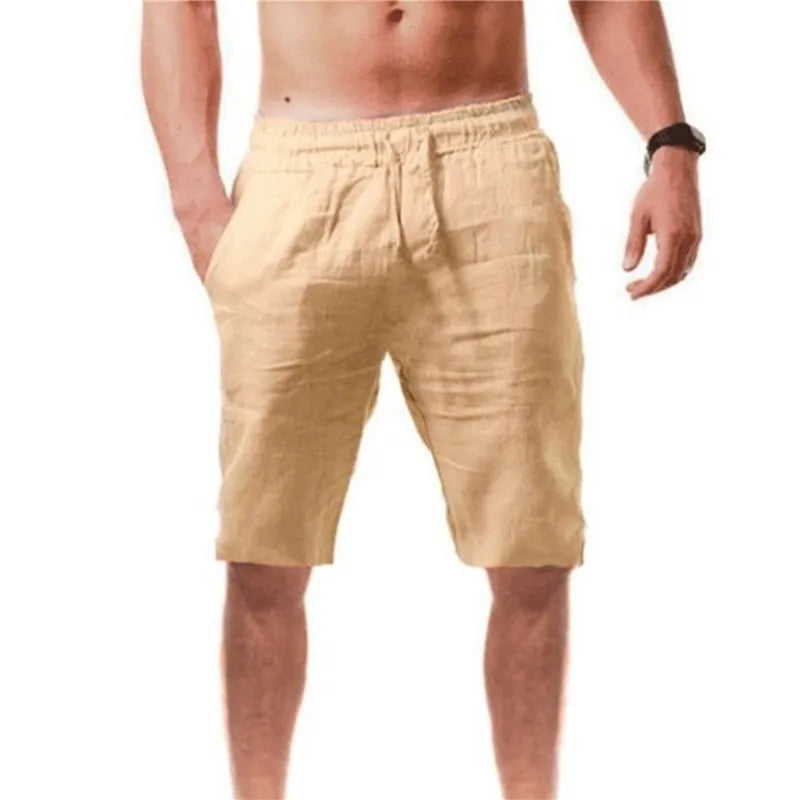 Men's Cotton Linen Shorts – Breathable Solid Color Summer Trousers, Fitness Streetwear S-3XL