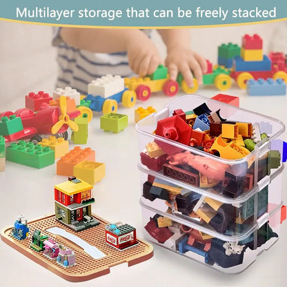 Stackable Building Blocks Toy Storage Box for Kids – Brick-Shaped Plastic Container with Lid – Toy Organizer & Sundries Bin