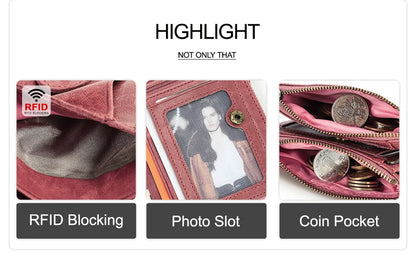 CONTACT'S Genuine Leather Short Wallet for Women — Luxury Designer Card & Coin Holder, Mini Money Clip Wallet with Free Shipping