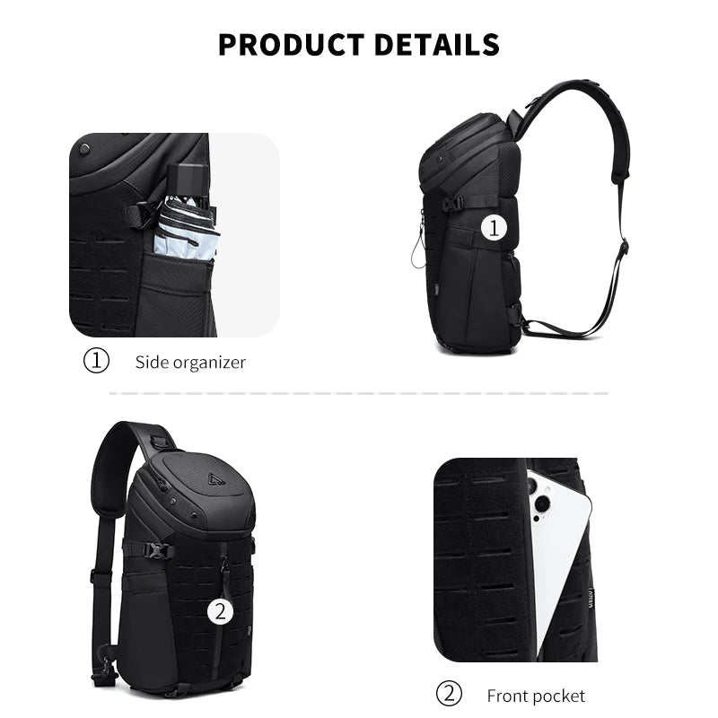 OZUKO Large Capacity Men’s Shoulder Bag - Waterproof Sling Crossbody | Fashionable Messenger Bag for Short Trips, Quality Chest Bag