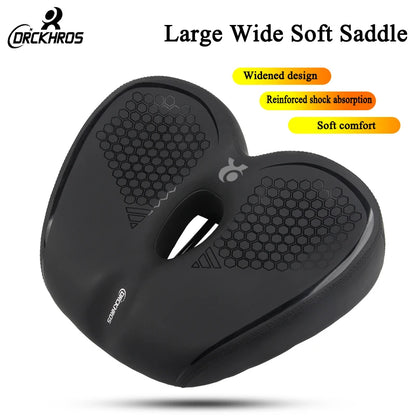 Comfortable Bicycle Saddle - Double Shock Absorption Wide Cushion for MTB, Road & Commuter Bikes