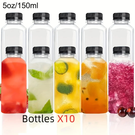 Clear Leak-Proof Juice Bottles - Portable Plastic Drink Containers for Smoothies, Milk, Homemade Beverages & Travel