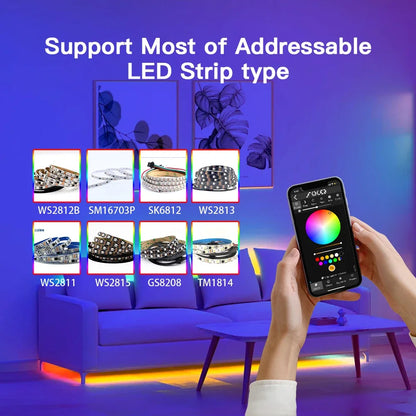 GLEDOPTO ESP32 WLED LED Controller for RGBIC Strip Lights, Built-in Microphone Music Sync, DIY Dynamic Effects, Type-C UART, App Control & Alexa Voice Compatible
