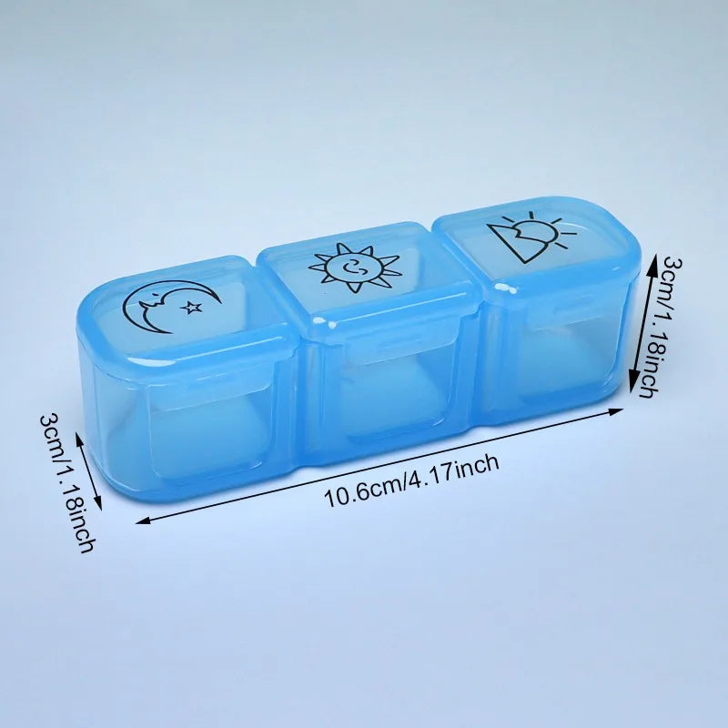 Weekly Pill Organizer – 21/3 Grid Black Plastic Medicine Storage Box, Portable Pill Case