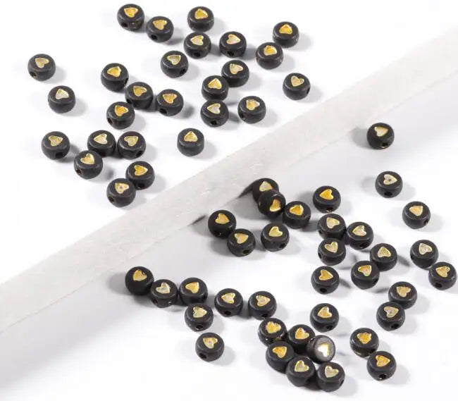 100Pcs 7mm Acrylic Flat Round Beads – Colorful Heart Pattern Spacer Beads for DIY Bracelet & Earring Jewelry Making Supplies