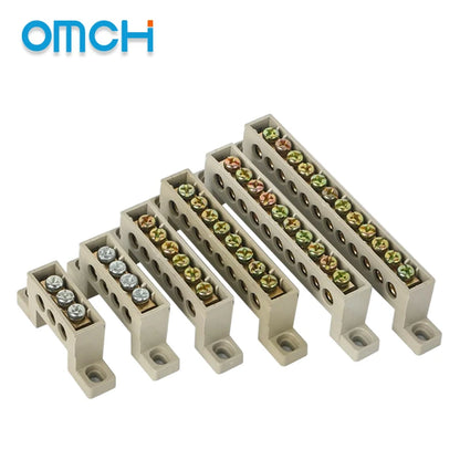 Brass Terminal Block A10 Multi-Hole (3–15 Way) – Neutral Power Distribution Terminal Strip for Electrical Cabinets & Panels