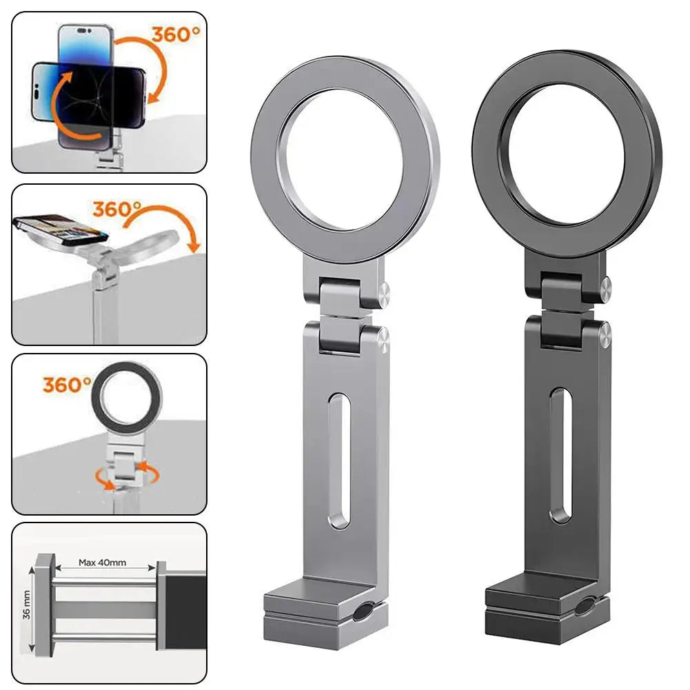 Universal Foldable Magnetic Phone Holder – Rotatable Travel Mount for Smartphones Airplane Car Desk