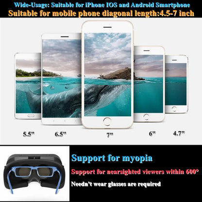 G10 IMAX 3D Virtual Reality Glasses VR Helmet for 4.7-7" Phones - Giant Screen with Game Controller Support