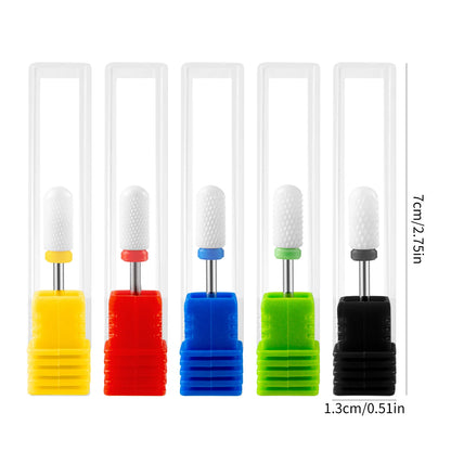 5PCS Ceramic Nail Drill Bit Set - Electric Milling Cutter Bits for Manicure & Pedicure Nail Machine Accessories