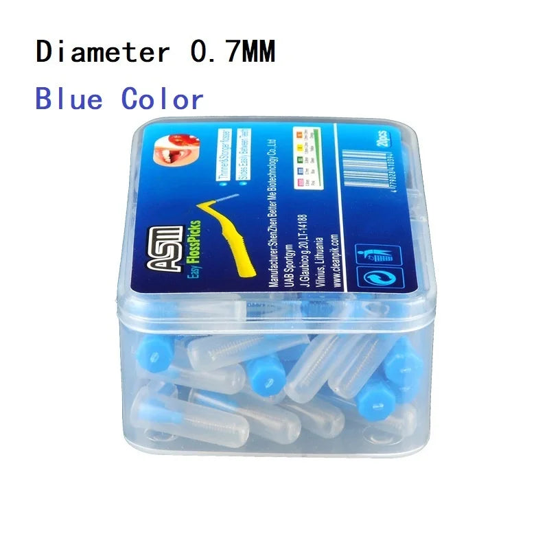 20-Piece L-Shaped Interdental Brushes – Push-Pull Orthodontic Toothpicks for Teeth Cleaning and Oral Hygiene