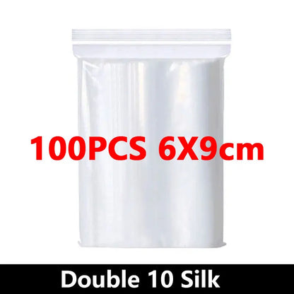 100PCS Thick Zipper Sealed Bags – Clear Plastic Storage Bags for Jewelry, Food Packing, Reclosable Ziplock Bags