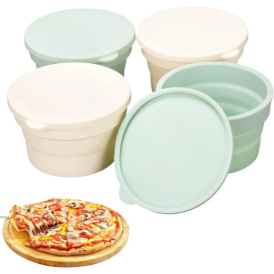 Silicone Pizza Dough Box with Lid - Foldable Non-Stick Bread Fermentation & Storage Container