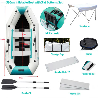 2.0–3.6m Inflatable Fishing Kayak Boat Air Deck Set – 3-Layer 0.9mm PVC, 2+1 Air Chambers, Wear-Resistant LUYA Raft Boat