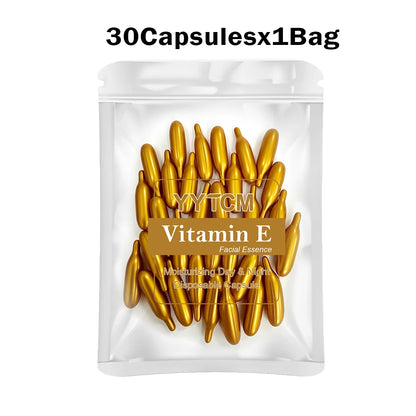 Vitamin E Serum Capsules - Hydrating Single-Use Facial Essence 90 Capsules per Bottle