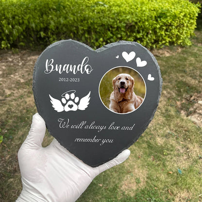 Personalized Pet Memorial Stone – Custom Dog Grave Marker Plaque with Photo & Name for Garden Slate