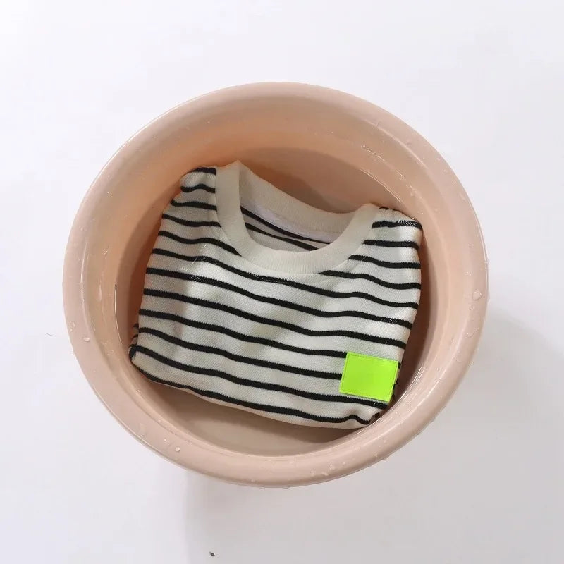 2PCS Kids Summer Outfit – Cotton Short Sleeve Tee & Shorts Set for Boys, Black & White Stripe