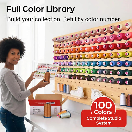 100-Color Polyester Embroidery Thread Kit - 40WT 4000m Spools for Sewing & Embroidery Machines