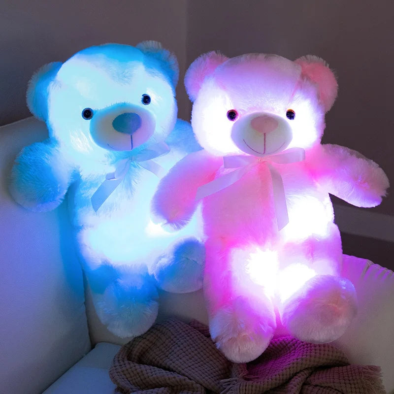 Colorful Glowing Bear Plush Toy – LED Light-Up Teddy Bear, Creative Luminous Stuffed Animal for Kids, Xmas & Birthday Gift