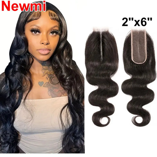 2x6 Human Hair Lace Closure 12-26 inch Body Wave – Transparent Kim Lace Closure for Women Hair Extensions
