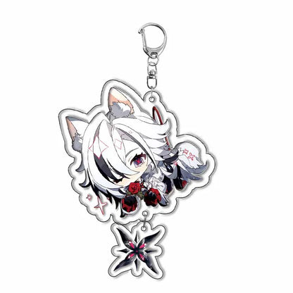 Genshin Impact Anime Keychain – Fontaine & Natlan Characters Sigewinne, Charlotte, Navia, Neuvillette & Clorinde Freminet