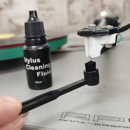 Stylus Brush & 10ml Needle Solution Cleaner – Carbon Fiber Brush Record Player Cleaning Kit