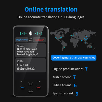 S85 Pro Language Translator Device – 138 Languages, Voice & Video Recording, Offline Translation, 8GB, 2000mAh
